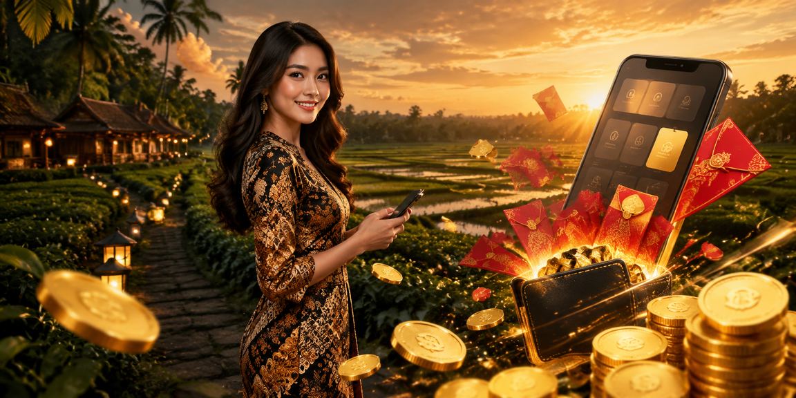 Suasana perayaan dengan sampul merah dan corak batik mewakili budaya Malaysia di platform grab33